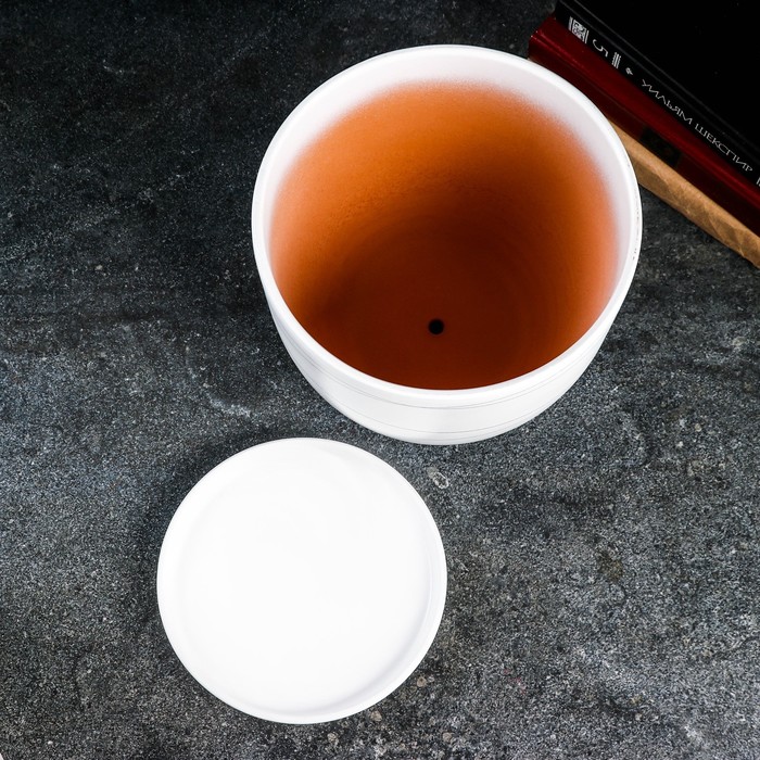 Горшок для цветов «Магнолия», 4.7 л, d=21.5 см, h=19.5 см, керамика, с поддоном, белый