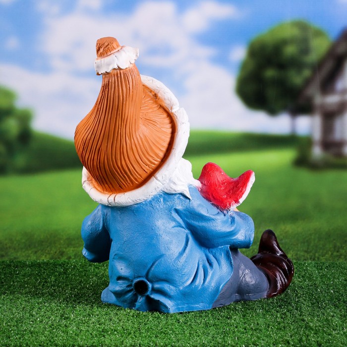Садовая фигура из полистоуна «Гном сидячий», 26×30×37 см