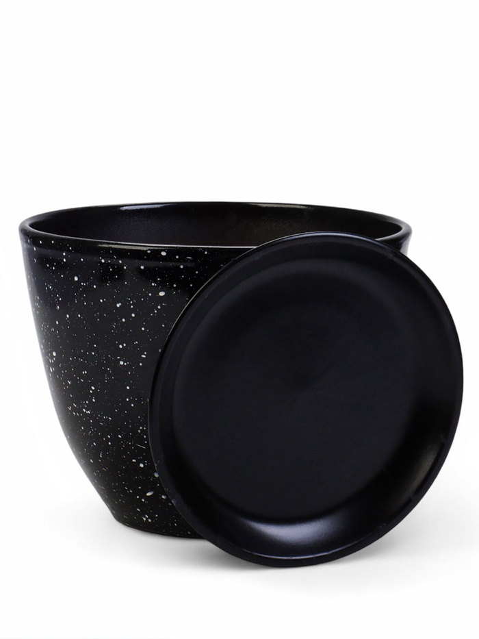 Горшок для цветов «Гранит», 8 л, d=29.5 см, h=33 см, керамика, с поддоном, чёрный