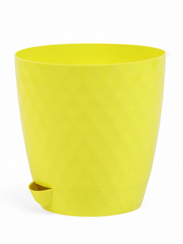Горшок для цветов, с прикорневым поливом «Румба», 1.5 л, d=14 см, h=14.5 см, пластик, с поддоном, цвет лимон