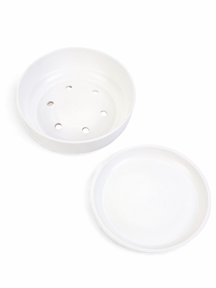 Горшок - бонсайница «Огма», для кактусов и суккулентов, 3 л, d=26 см, h=8 см, керамика, с поддоном, белый