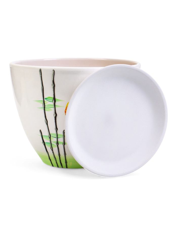 Горшок для цветов «Азия », 8 л, d=29.5 см, h=23 см, с поддоном, керамика, белый