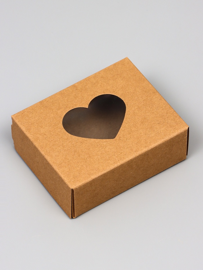 Коробка складная «Сердца», крафт, 10×8×3.5 см