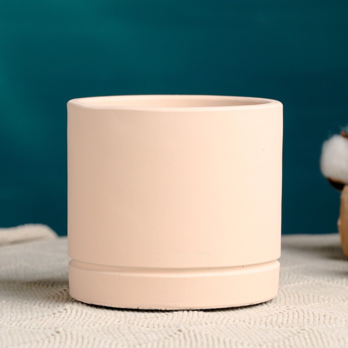 Декоративный горшок для цветов «Хедвиг», 10.5×10.5×9.7 см, керамический, бежевый