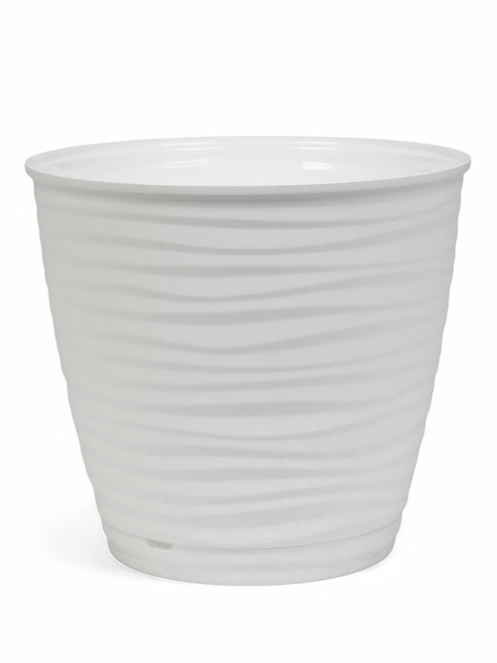 Горшок для цветов с поддоном Saffron, 9.1 л, d=26.7 см, h=24.5 см, пластиковый, белый