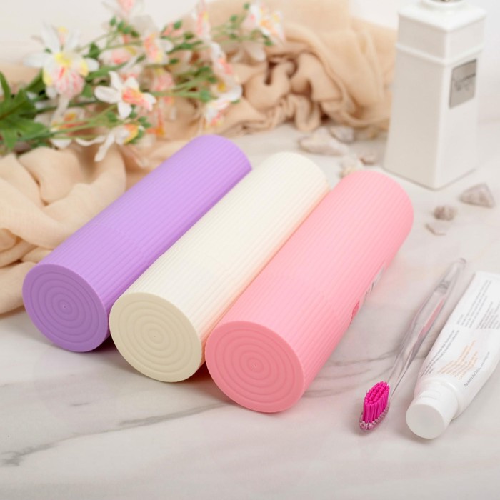 Футляр для зубной щётки и пасты «Рифлёный», 19.2×6 см, цвет МИКС