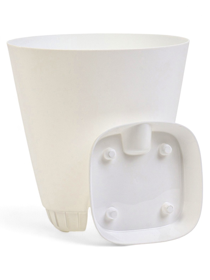 Горшок для цветов «Гранд», 2 л, d=14.5 см, h=15 см, пластиковый, с прикорневым поливом, белый