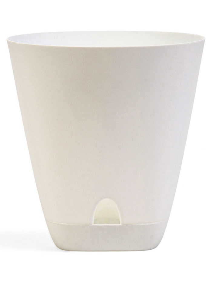 Горшок для цветов «Гранд», 2 л, d=14.5 см, h=15 см, пластиковый, с прикорневым поливом, белый