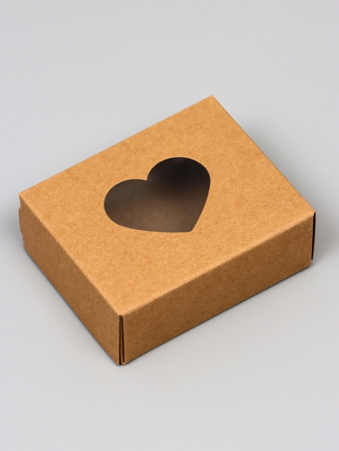 Коробка складная «Сердца», крафт, 10×8×3.5 см