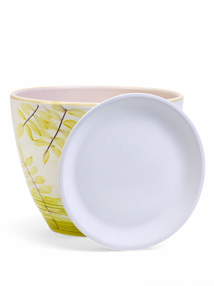 Горшок для цветов «Тропики», 8 л, d=28.5 см, h=22 см, керамика, с поддоном, белый