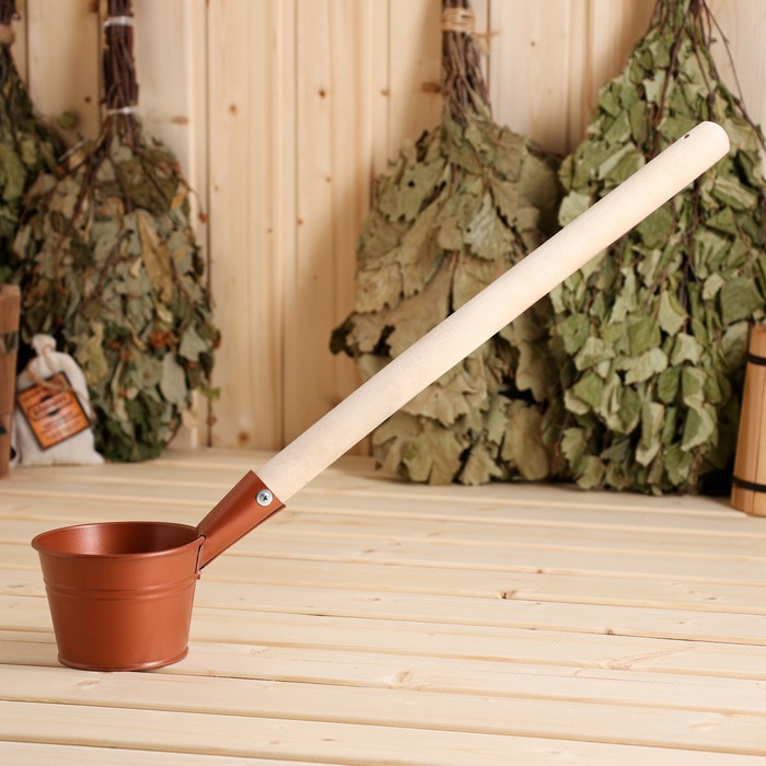 Ковш - черпак для бани и сауны «Бронза», 500 мл, металлический, деревянная ручка, «Добропаровъ»