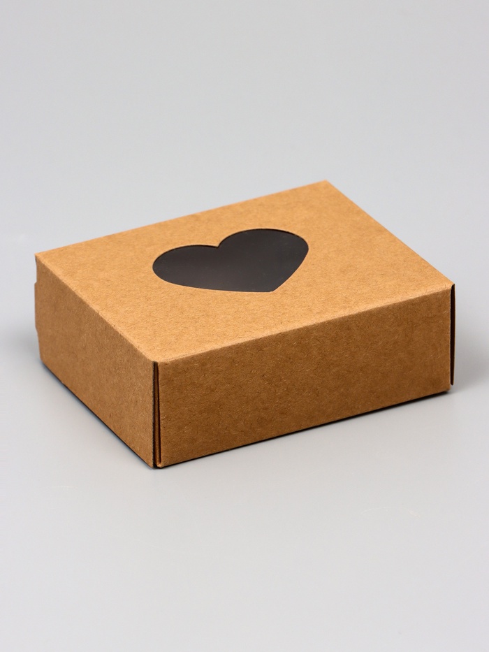 Коробка складная «Сердца», крафт, 10×8×3.5 см
