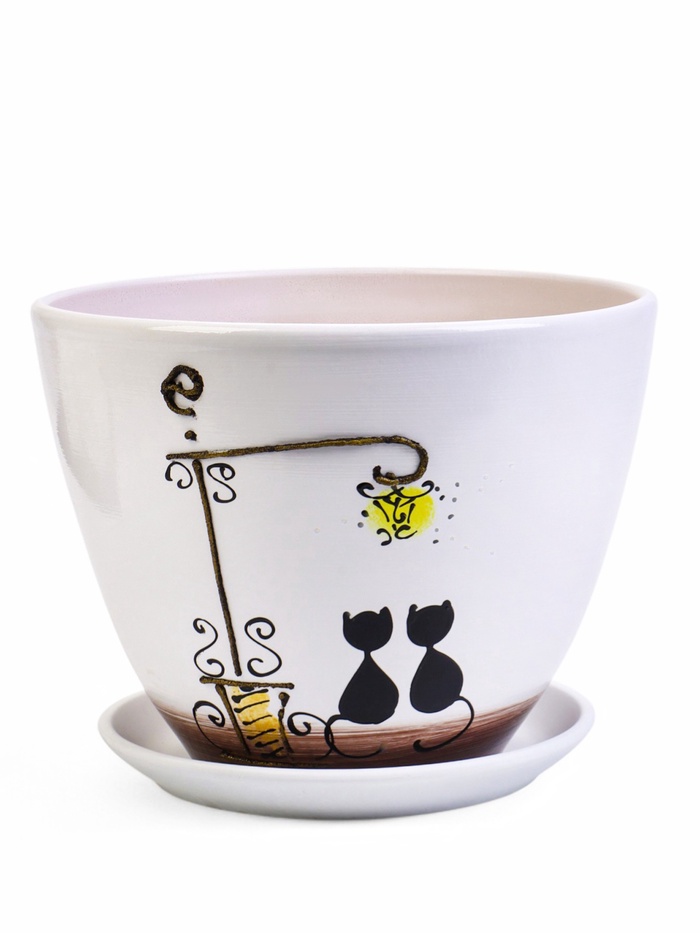 Горшок для цветов «Вечер», 8 л, d=29.5 см, h=23 см, керамика, с поддоном, белый