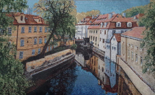 Прага Водяная мельница Картина 31х20 см 2500386 Коричневая рама