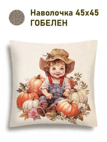 Тыквы и подсолнухи Мальчик Наволочка 45х45 см 2517851 New