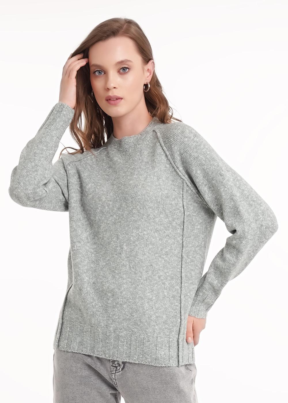 Ст.цена 1100р CLE 154485/188апх Джемпер женский 154485/188апх меланж зелёный