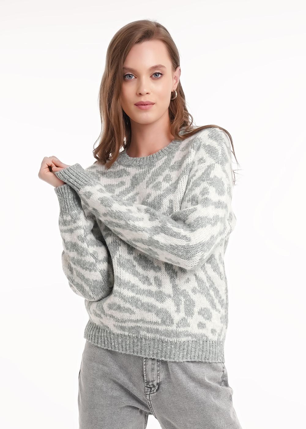 Ст.цена 1410р CLE 154484/188апх Джемпер женский 154484/188апх меланж зелёный/меланж серый