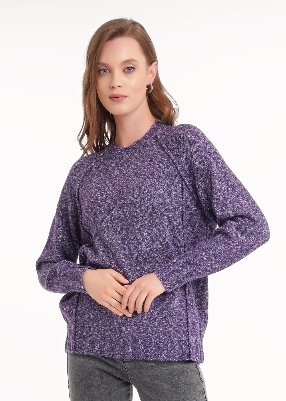 Ст.цена 1100р CLE 154485/188апх Джемпер женский 154485/188апх меланж т.фиолетовый
