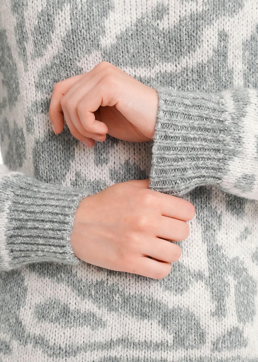 Ст.цена 1410р CLE 154484/188апх Джемпер женский 154484/188апх меланж зелёный/меланж серый