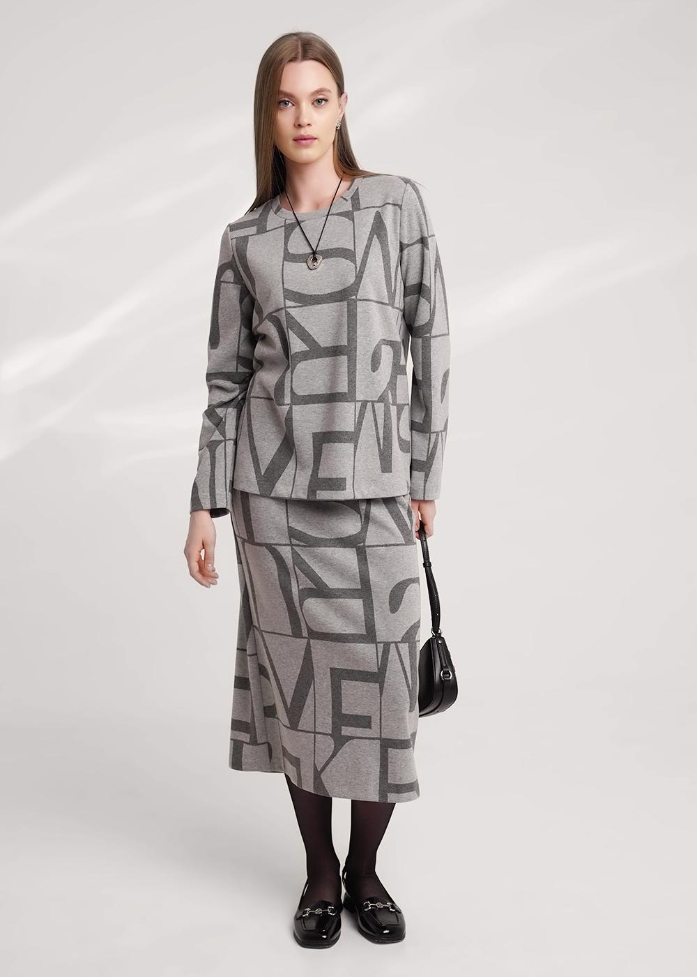 Ст.цена 1300р CLE 156959/183дож Юбка женская 156959/183дож меланж серый/меланж т.серый