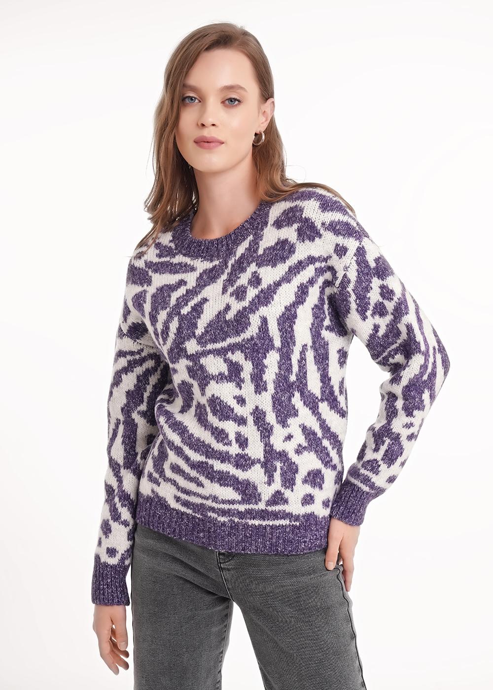 Ст.цена 1410р CLE 154484/188апх Джемпер женский 154484/188апх меланж т.фиолетовый/меланж серый
