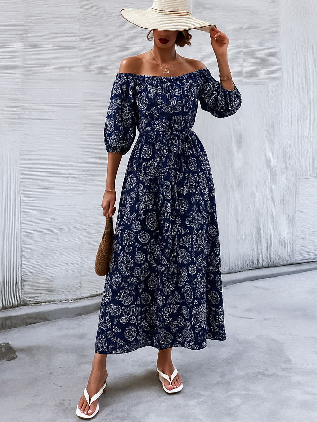 Платье женское темно-синее с фруктами