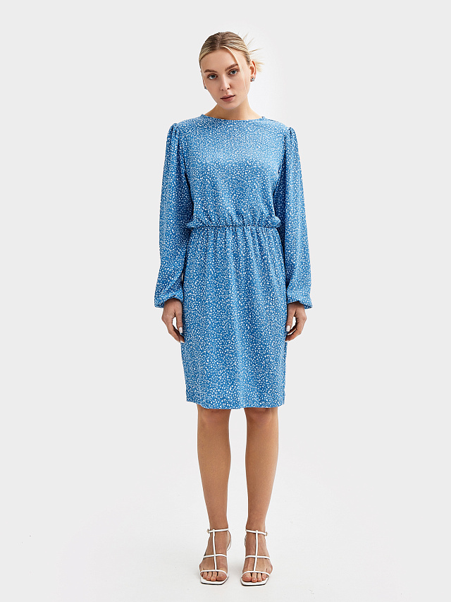 Платье женское синее с принтом