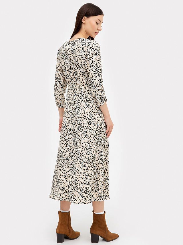 Платье женское бежевое с цветочным принтом