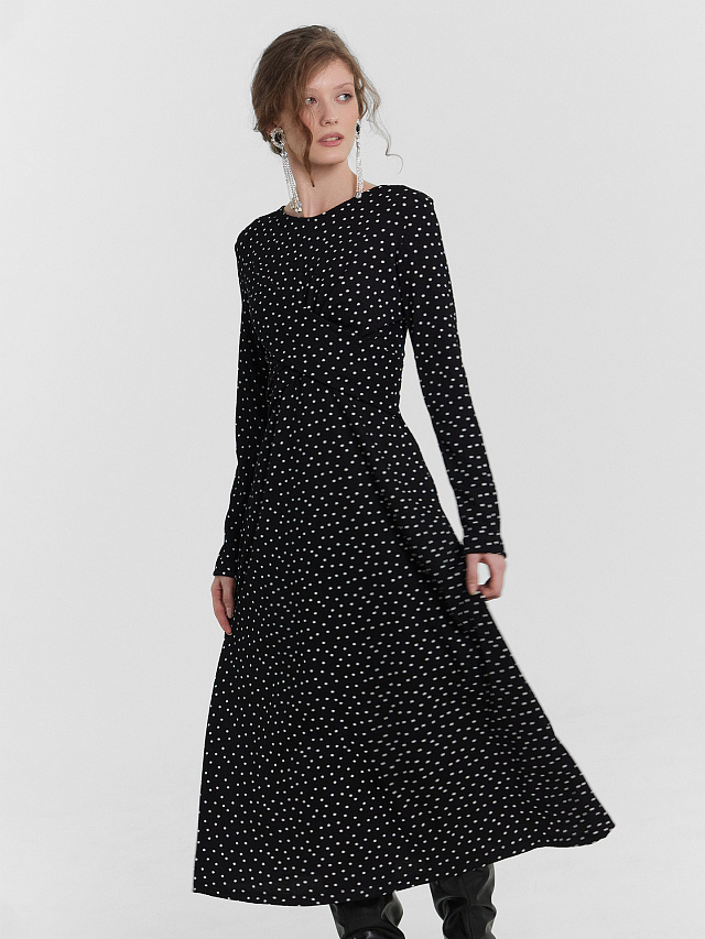 Платье женское черное в горошек