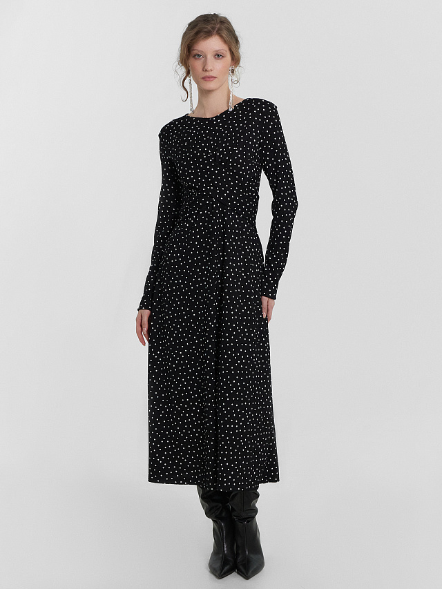 Платье женское черное в горошек