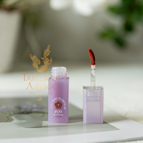 Помада 2 в 1 с Матовой и Глянцевой Текстурами «Flora Moist to Matte Lip» Красный Пион №09 BABY BRIGHT