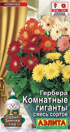 Цветы Гербера Комнатные гиганты, смесь 0,04 г ц/п Аэлита (комн.)