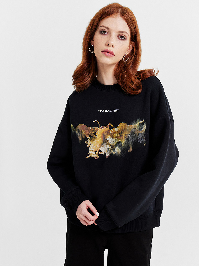 Свитшот женский черный с принтом из коллекции
