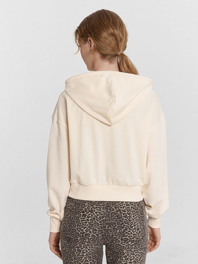 Толстовка женская бежевая укороченная на молнии