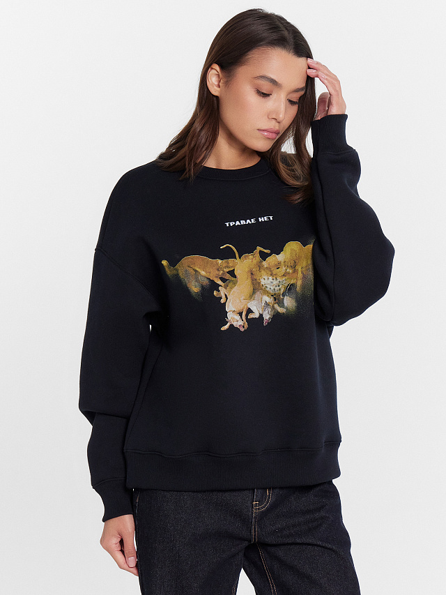 Свитшот женский черный с принтом из коллекции