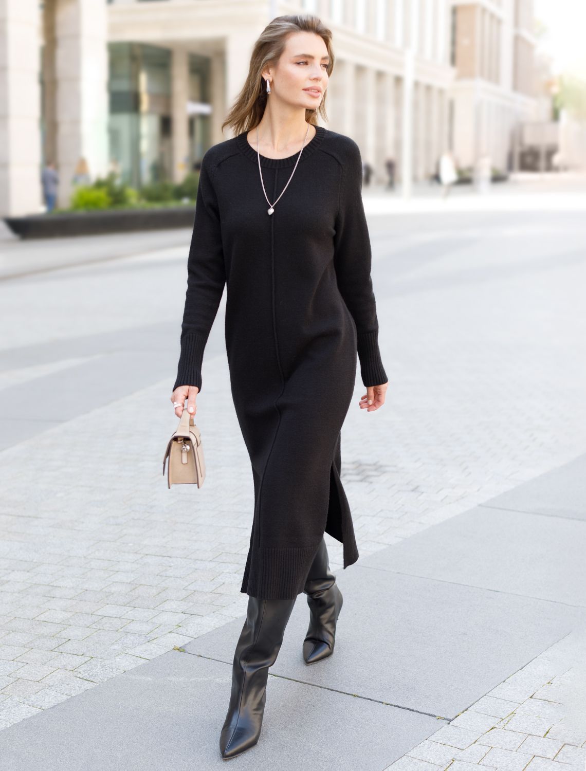 Платье из пряжи с кашемиром D32.107 черный