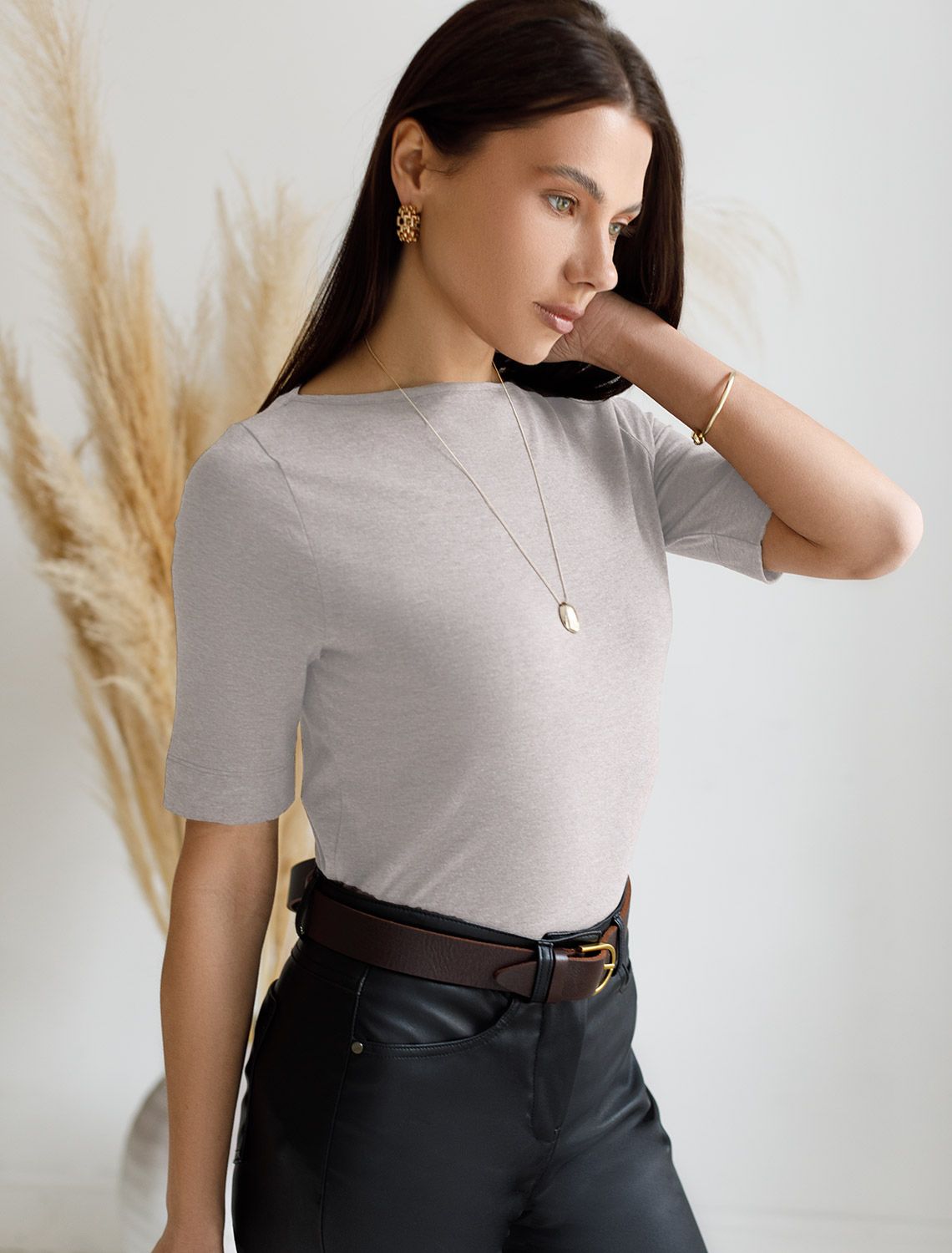 Ст.цена 1350р Джемпер из премиального хлопка с эластаном D49.112 кофейный меланж