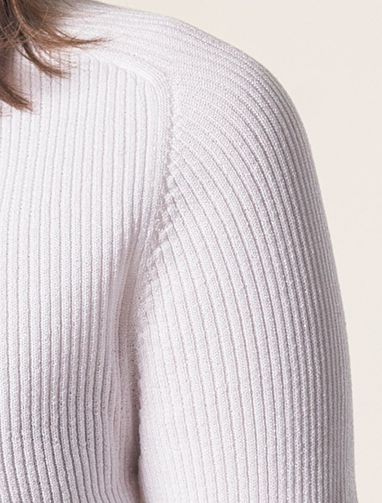 Ст.цена 1950р Свитер из вискозы в рубчик с прозрачным люрексом D34.194 белый