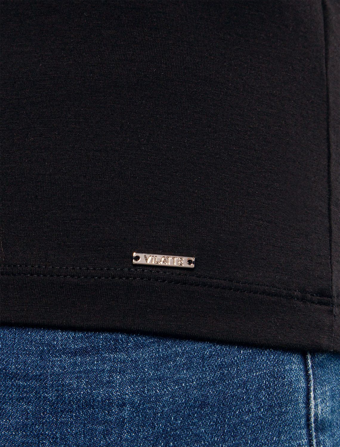 Ст.цена 1190р Футболка из премиального хлопка с эластаном D49.030 черный