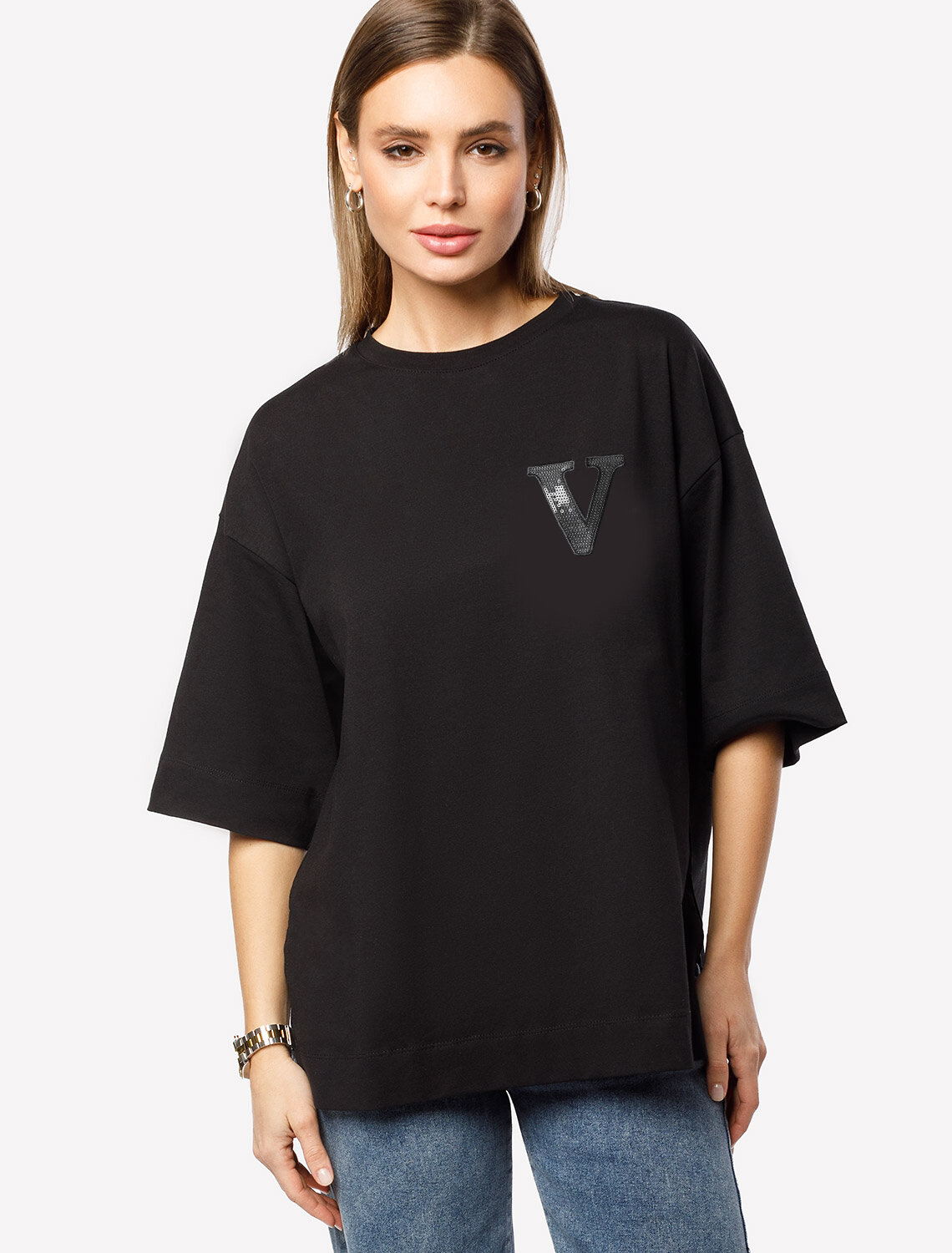 ст. цена1490руб.! VILATTE Футболка D49.082черный_vilatte