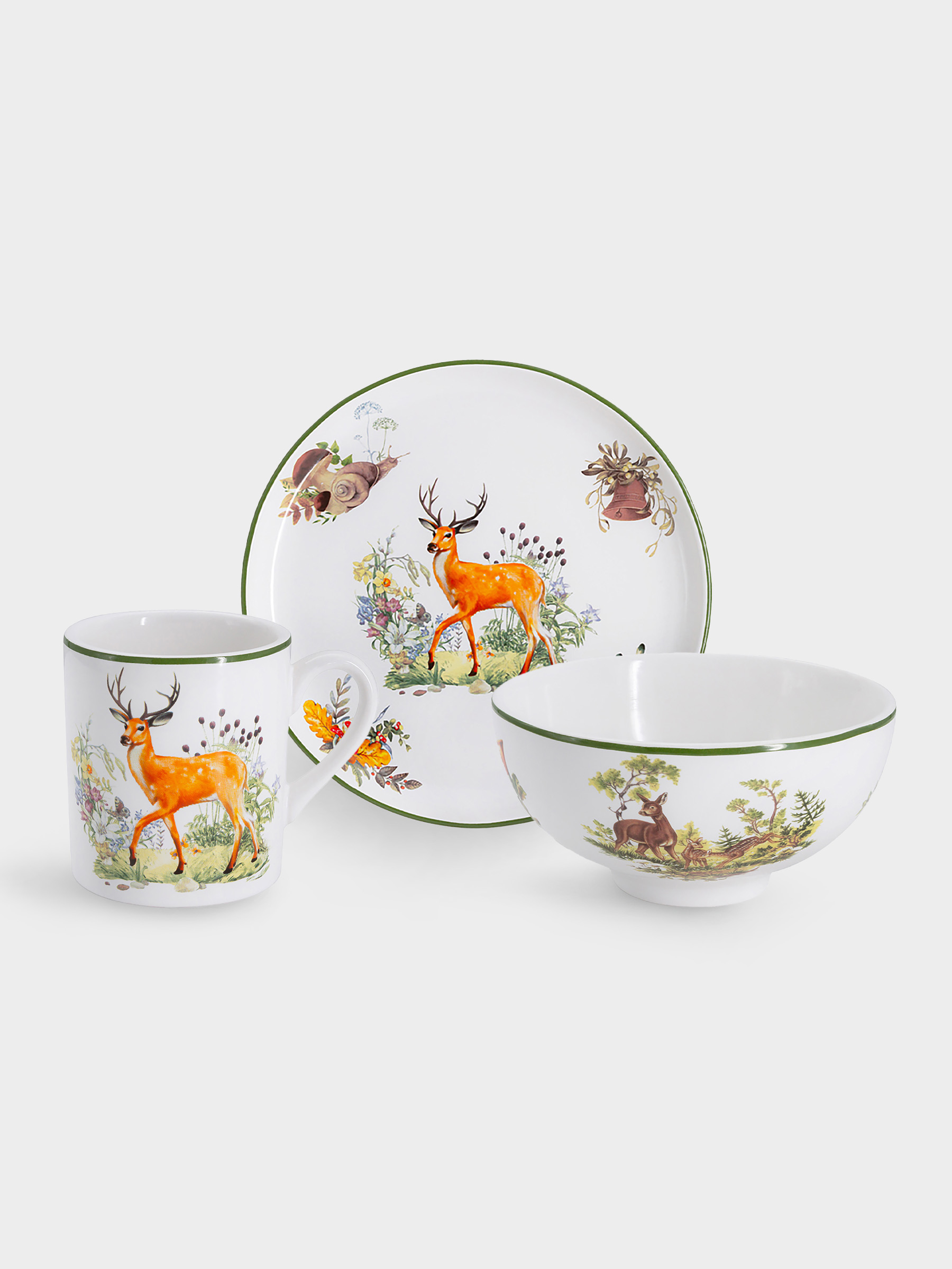 Набор, 3 пр, тарелка 18 см, салатник 13 см, кружка 200 мл, Олени