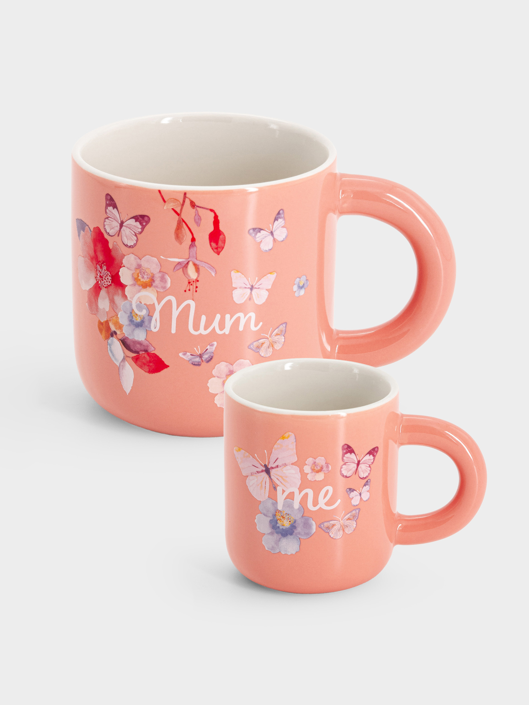 Кружка, 380 мл/120 мл, 2 шт, фарфор P, светло-оранжевая, Цветы, Camilla