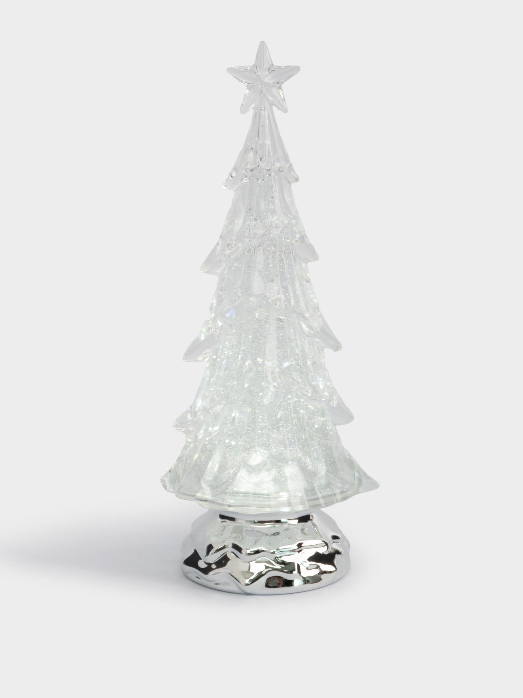 Снежный фонарь, 27 см, с подсветкой, акрил, серебристый, Ель с летающими блестками, Event
