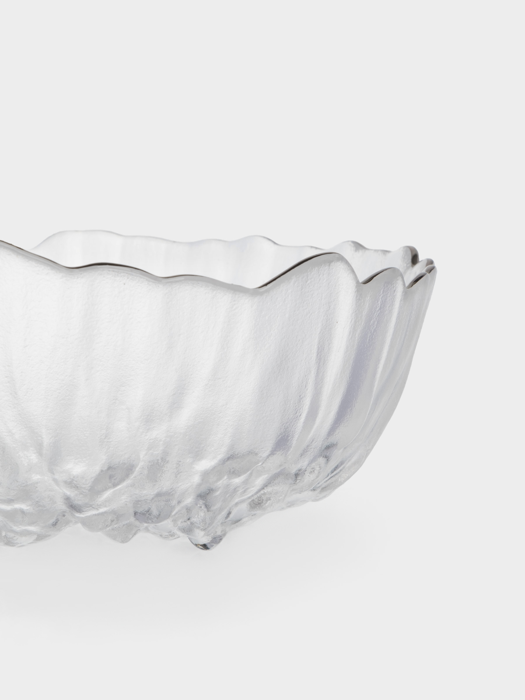 Салатник, 20х8 см, 1,2 л, стекло, с серебристым кантом, мятая фактура, Piano