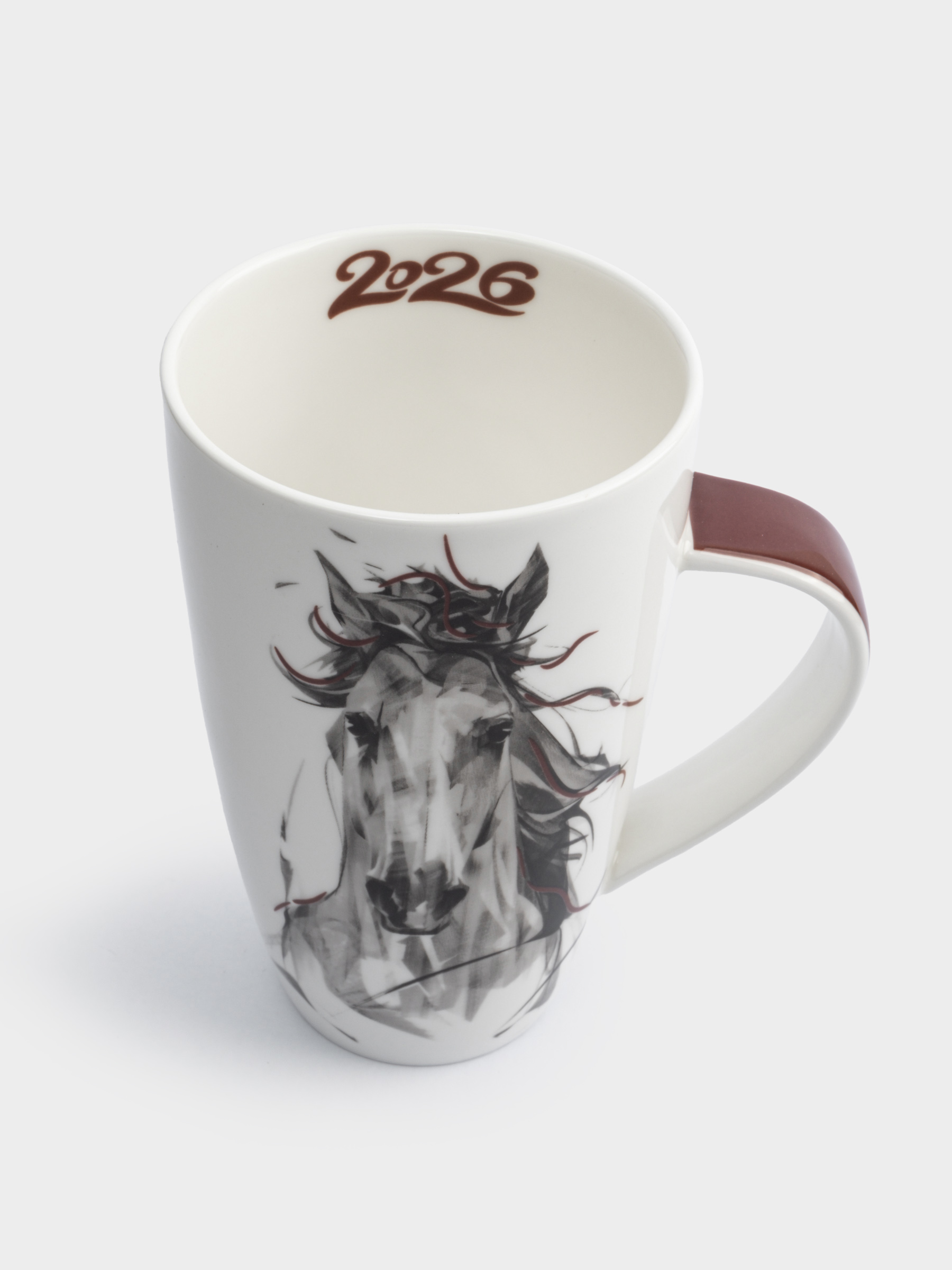 Кружка, 600 мл, фарфор F, черно-белая, Конь, Horse