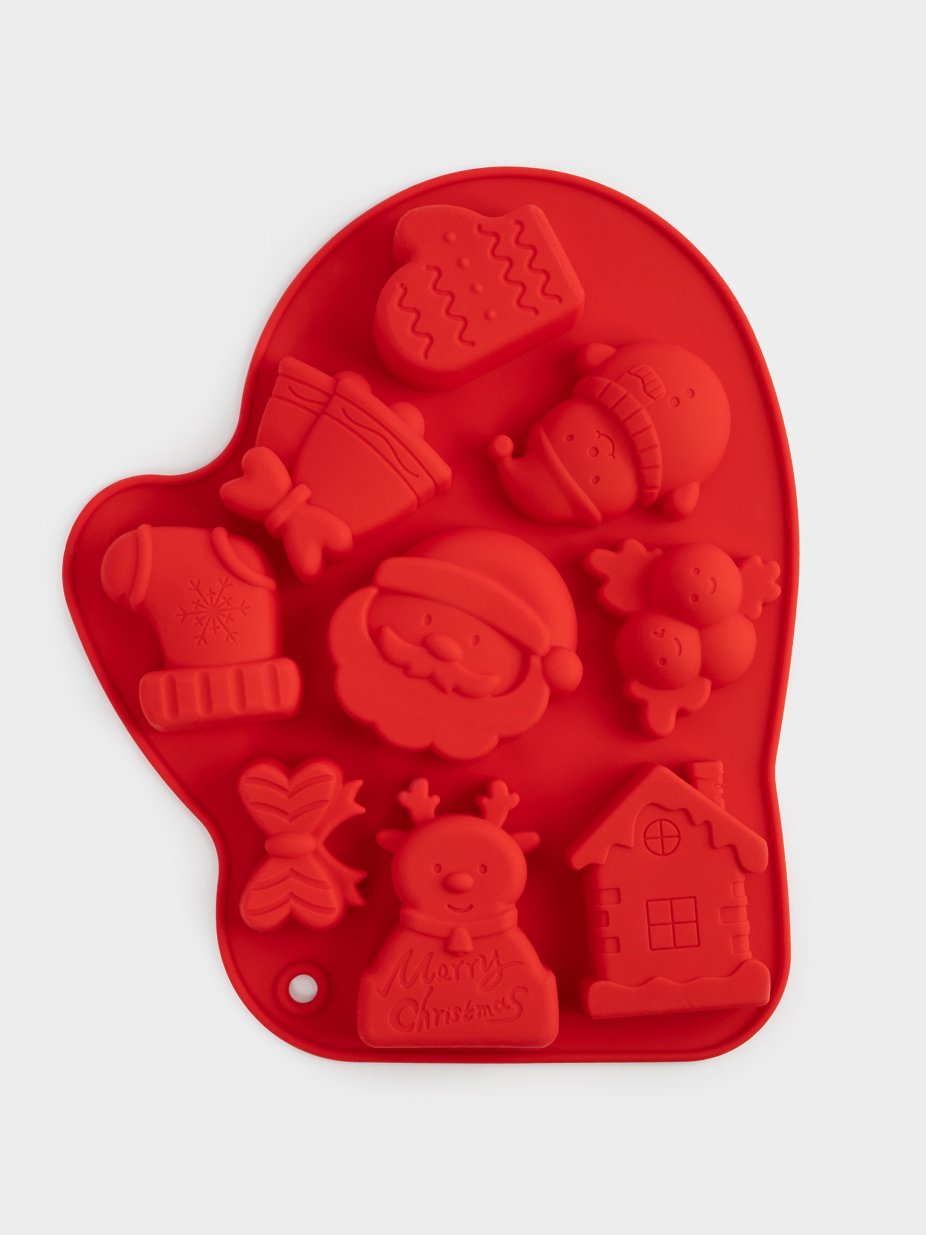 Форма для выпечки кексов, 25х20 см, 9 отд, силикон, красная, Варежка, Muffin