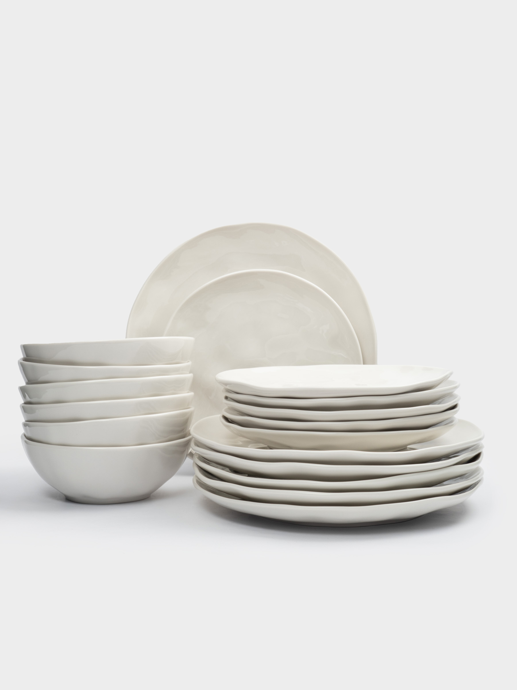 Сервиз обеденный, 6 перс, 18 пр, фарфор P, белый, Мятый эффект, Barkhan