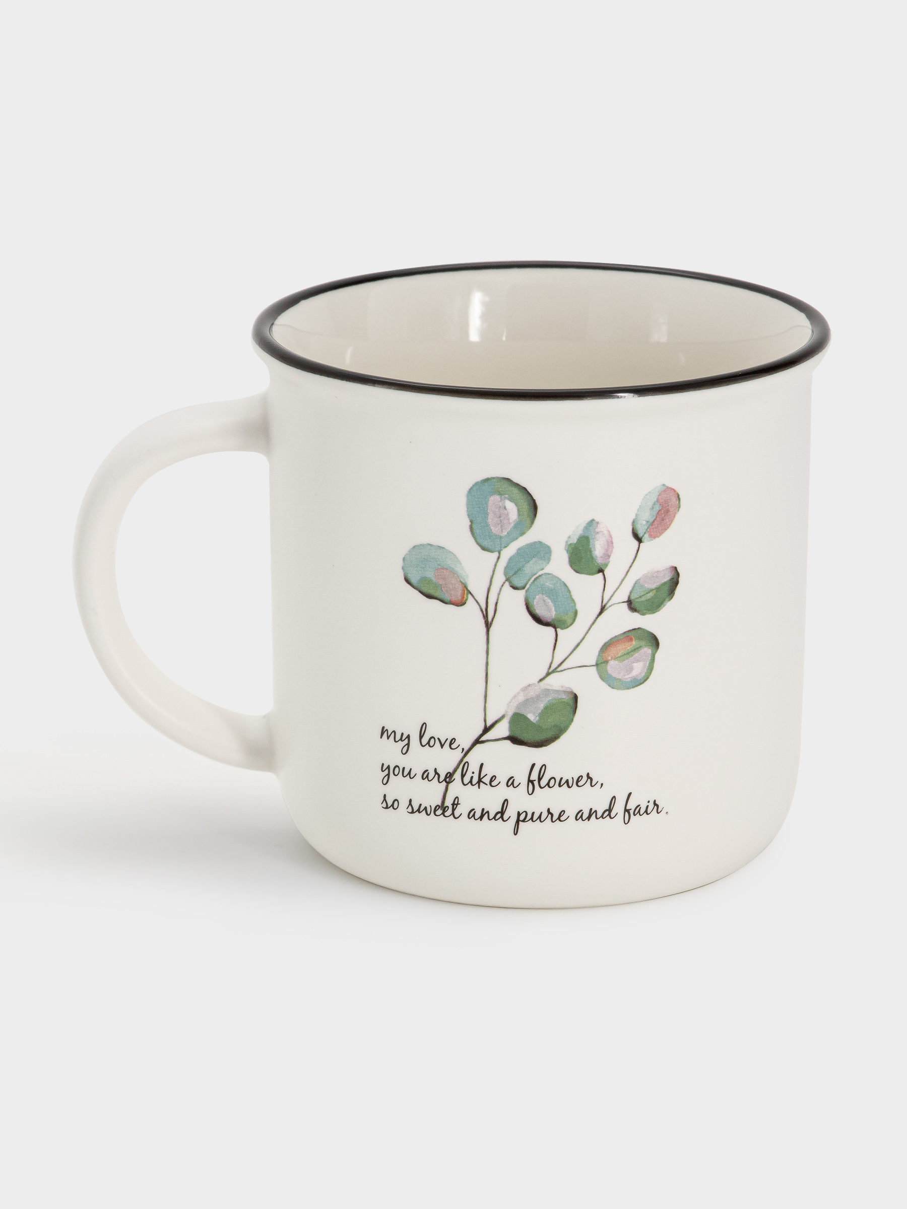 Кружка, 400 мл, фарфор N, белая, Эвкалипт, Herbarium