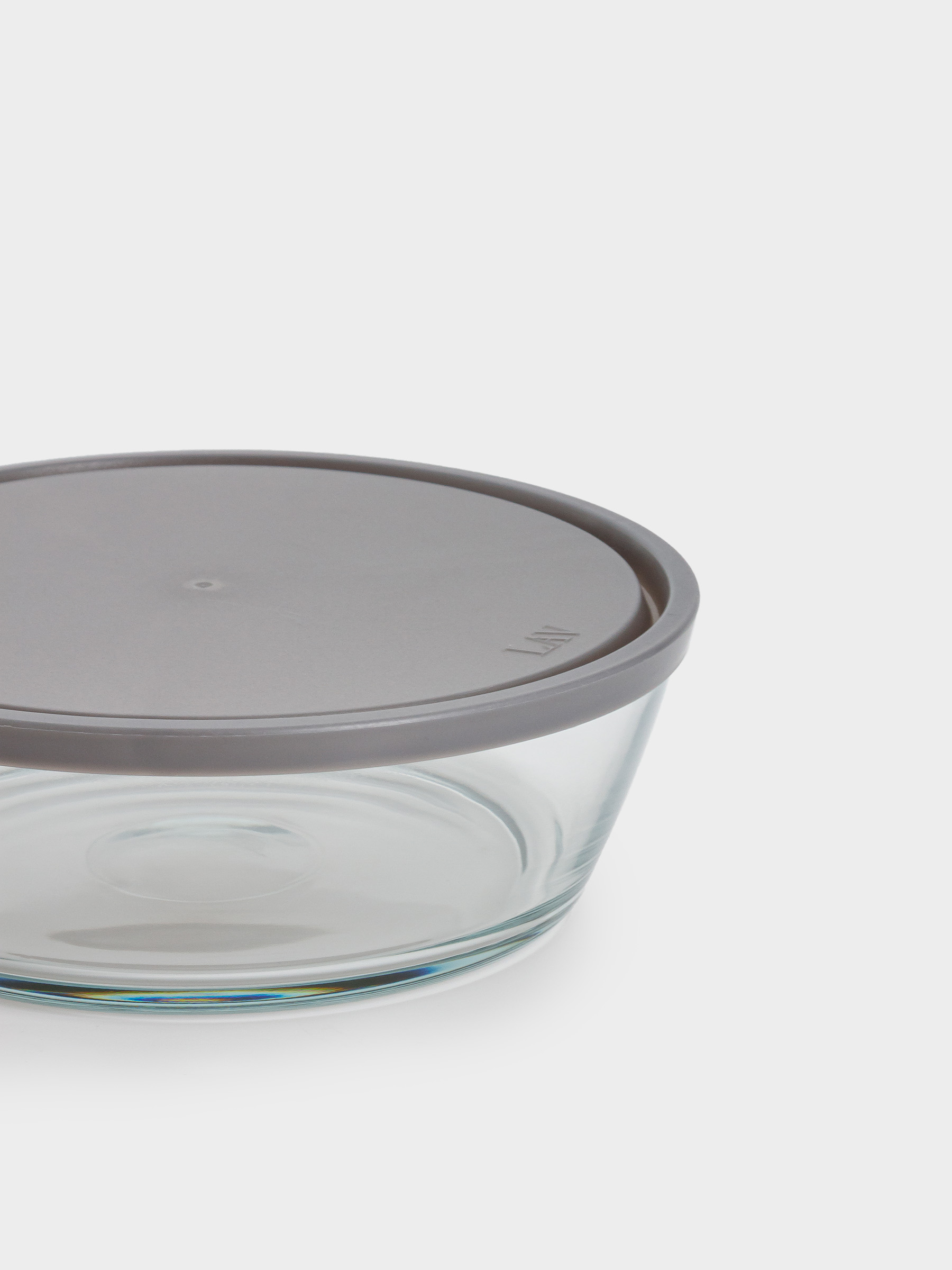 Контейнер, 2,3 л, стекло/пластик, круглый, серый, Basis