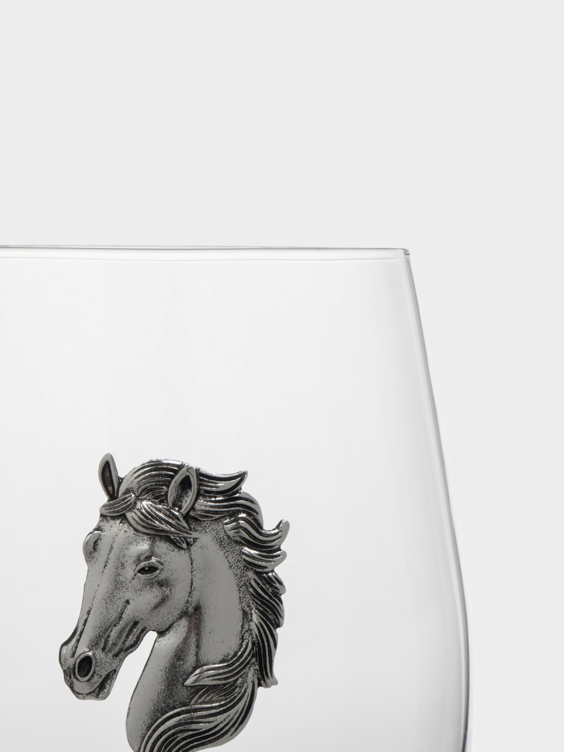 Стакан для виски, 12 см, 500 мл, стекло/металл, серебристый, Голова коня, Horse